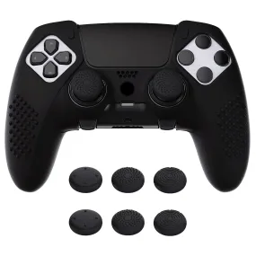 PlayVital 3D Studded Edition Anti-Slip Silicone Cover Case for ps5 Edge Controller, Soft Rubber Protector Skin for ps5 Edge Wireless Controller with 6 Thumb Grip Caps - Black - ETPFP001