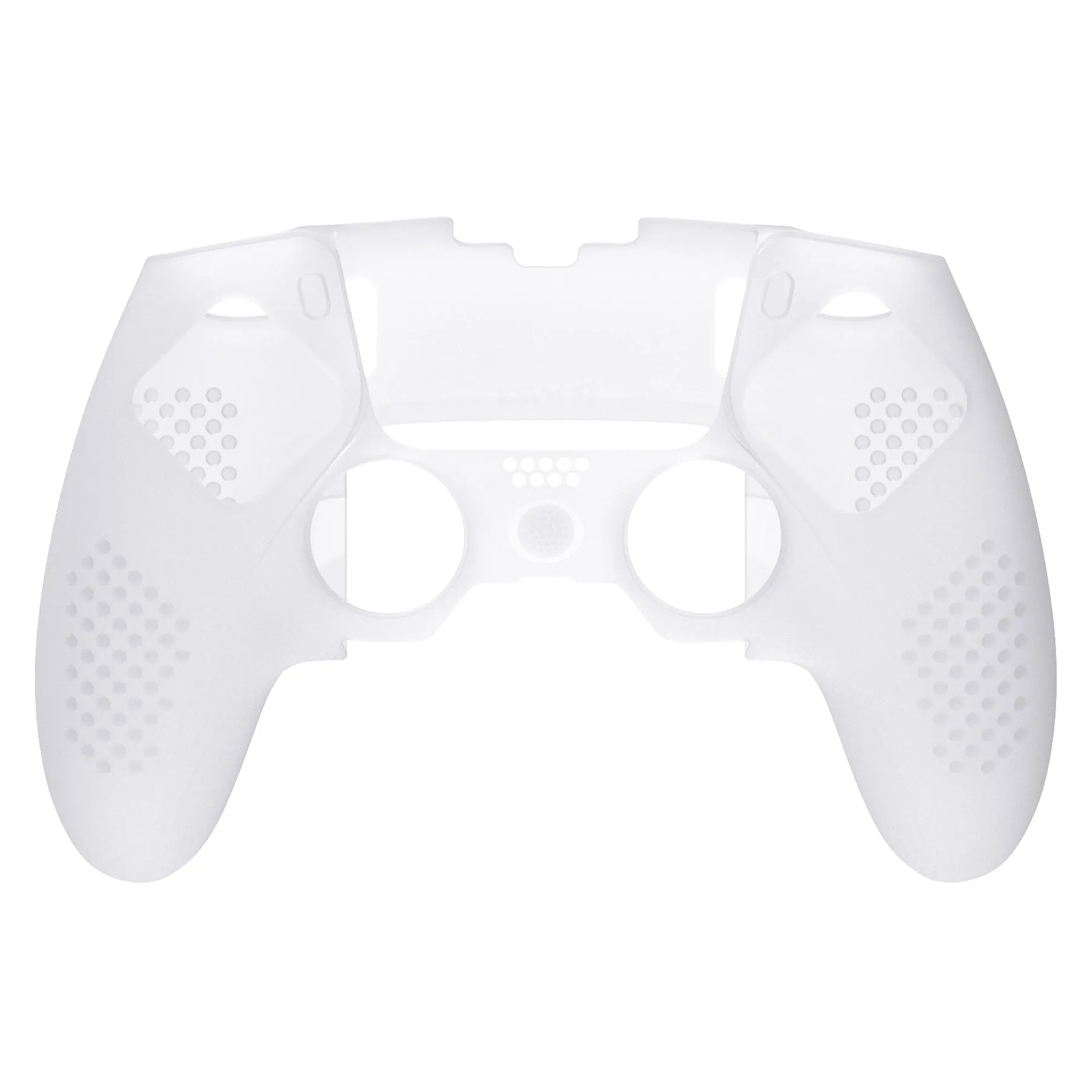 PlayVital 3D Studded Edition Anti-Slip Silicone Cover Case for ps5 Edge Controller, Soft Rubber Protector Skin for ps5 Edge Wireless Controller with 6 Thumb Grip Caps - Clear White - ETPFP003