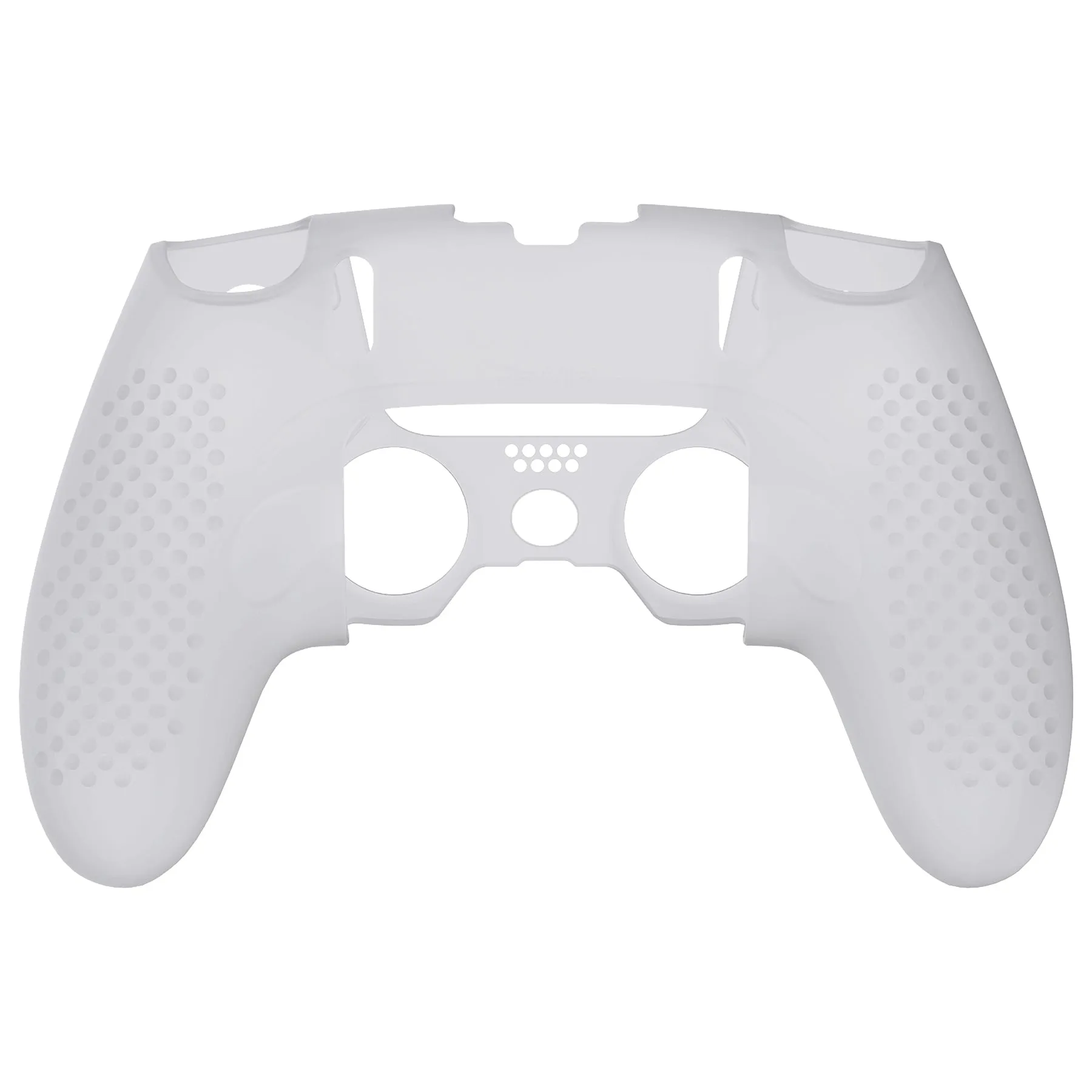 PlayVital 3D Studded Edition Anti-Slip Silicone Cover Case for ps5 Edge Controller, Soft Rubber Protector Skin for ps5 Edge Wireless Controller with 6 Thumb Grip Caps - Clear White - ETPFP003