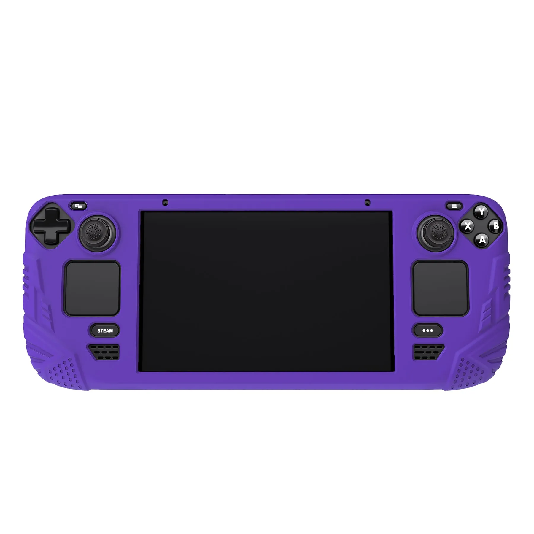 PlayVital Armor Series Protective Case for Steam Deck LCD, Soft Cover Silicone Protector for Steam Deck with Back Button Enhancement Designed & Thumb Grips Caps - Purple - XFSDP005