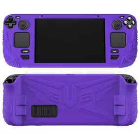 PlayVital Armor Series Protective Case for Steam Deck LCD, Soft Cover Silicone Protector for Steam Deck with Back Button Enhancement Designed & Thumb Grips Caps - Purple - XFSDP005