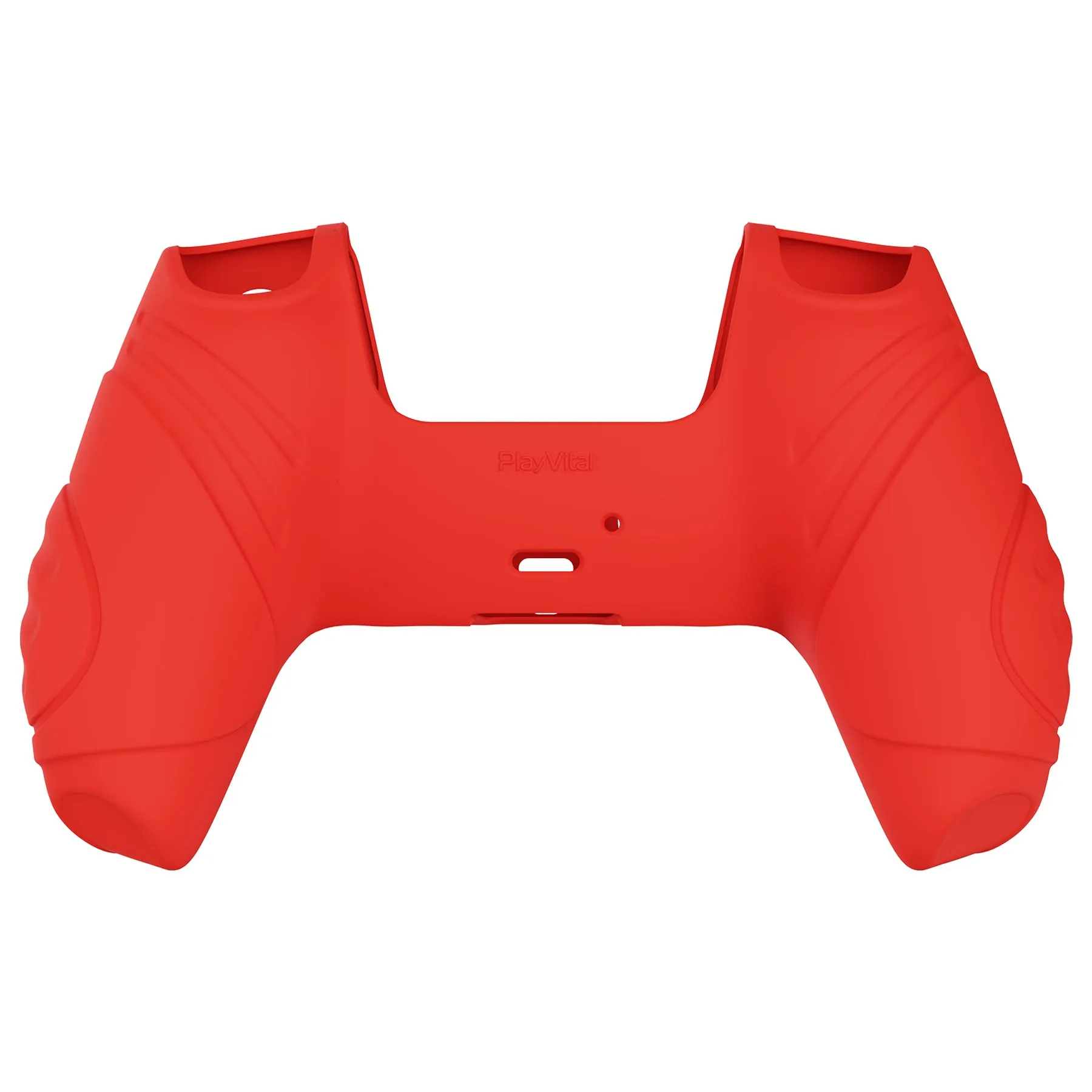 PlayVital Guardian Edition Passion Red Ergonomic Soft Anti-slip Controller Silicone Case Cover, Rubber Protector Skins with Black Joystick Caps for PS5 Controller - YHPF012