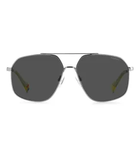 Polaroid Unisex Grey Polarized Geometric Sunglasses