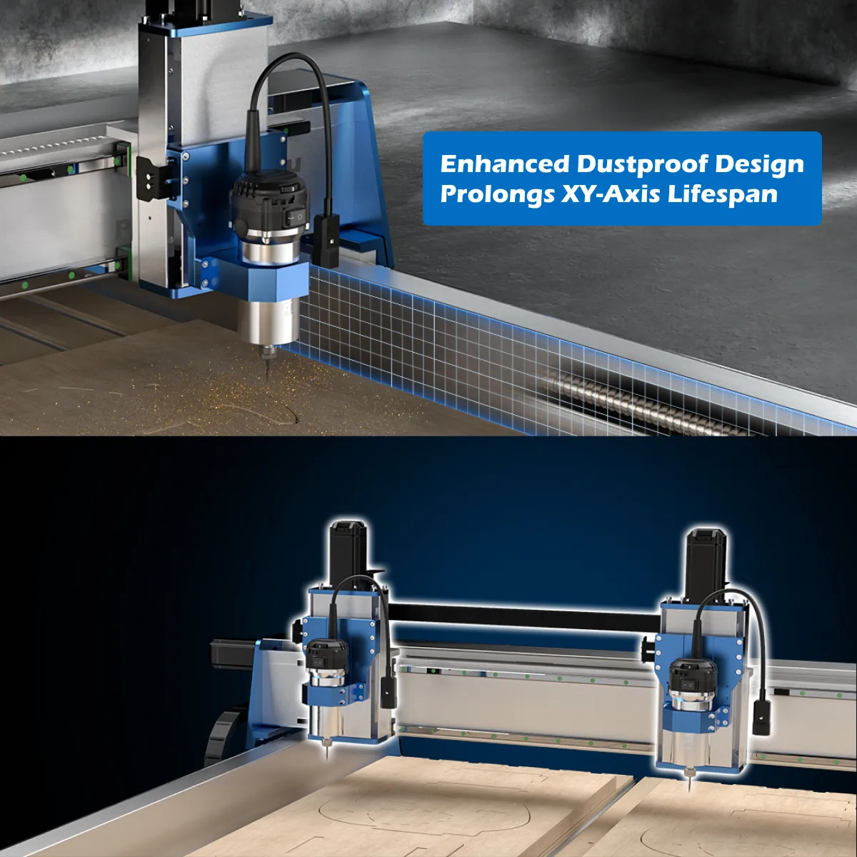 PROVerXL 4x4 CNC Machine, Support Dual Z-Axis, Closed-loop Stepper Motor, Ball Screw Drive System, Large Milling Area for Wood Metal Carving