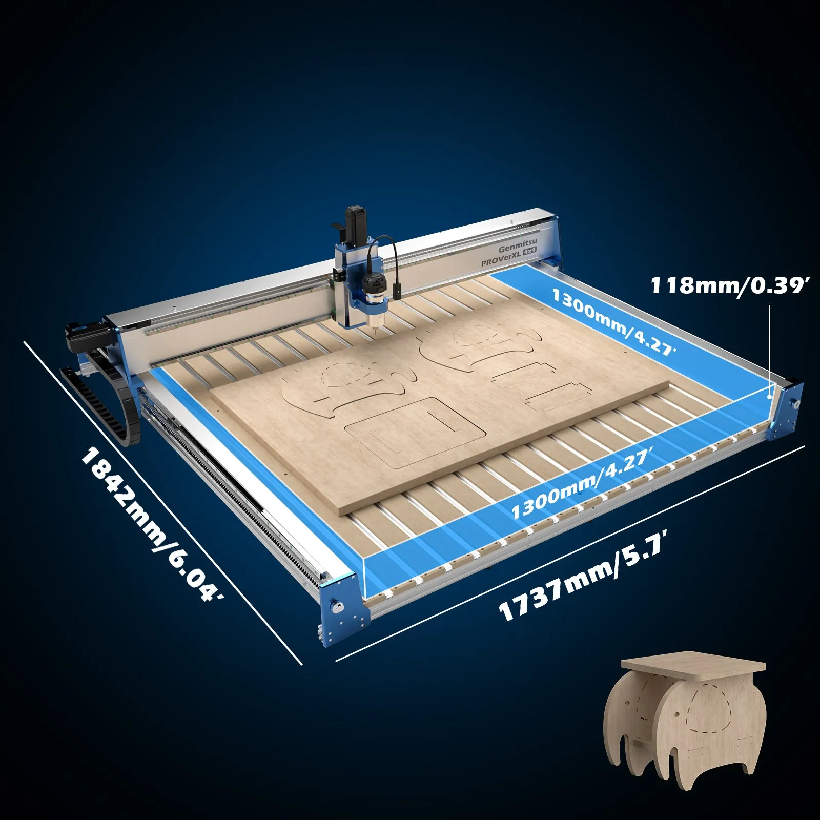 PROVerXL 4x4 CNC Machine, Support Dual Z-Axis, Closed-loop Stepper Motor, Ball Screw Drive System, Large Milling Area for Wood Metal Carving