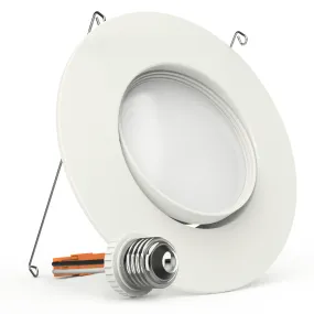 Recessed LED Retrofit Lighting, 5/6 Inch, Gimbal, 800 Lumens (Off White Trim)