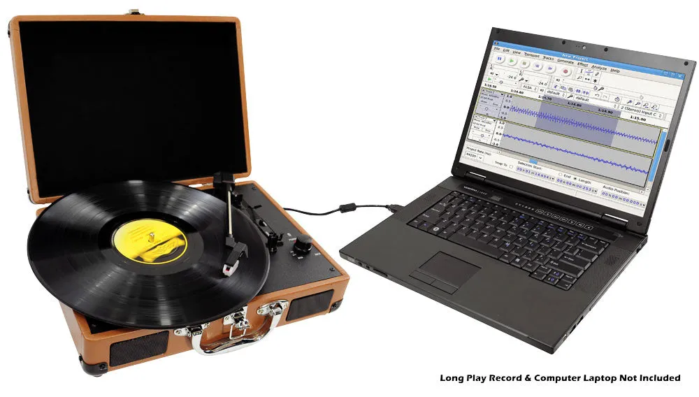 Retro Belt-Drive Turntable With Usb-To-Pc Connection, Rechargeable Battery