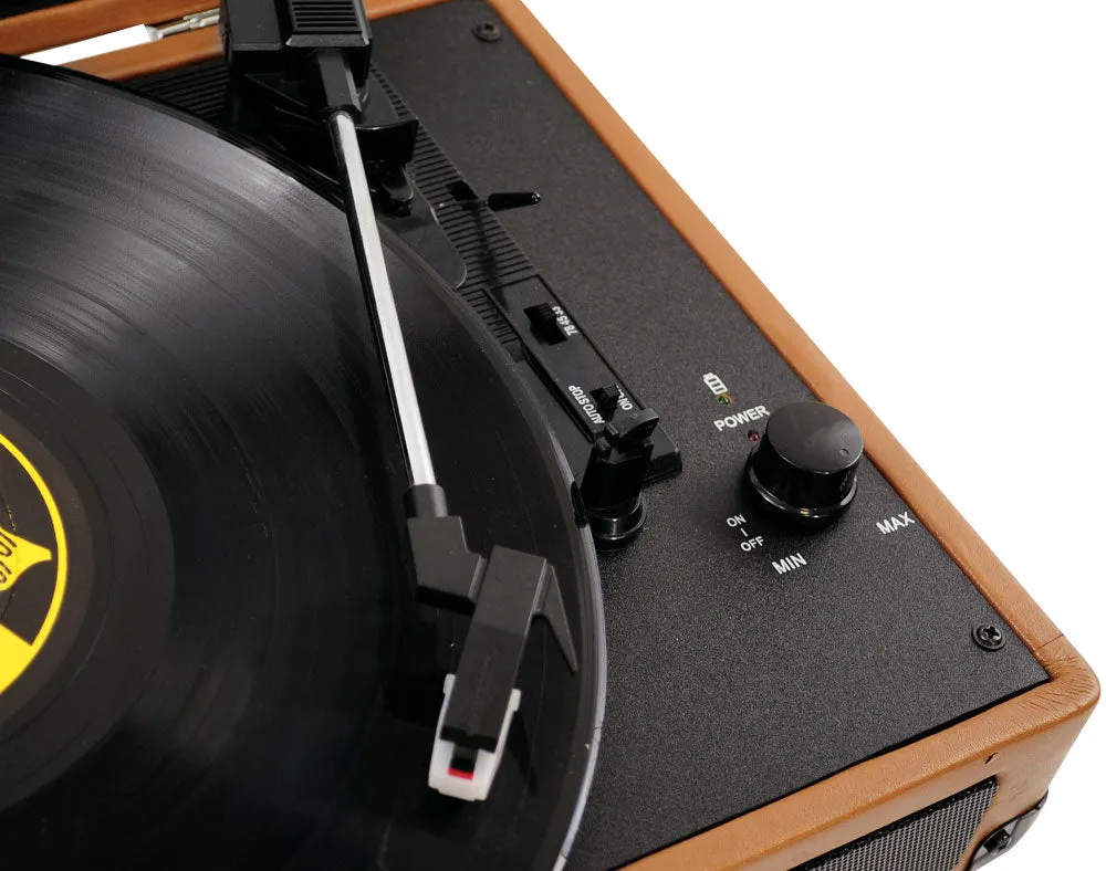 Retro Belt-Drive Turntable With Usb-To-Pc Connection, Rechargeable Battery