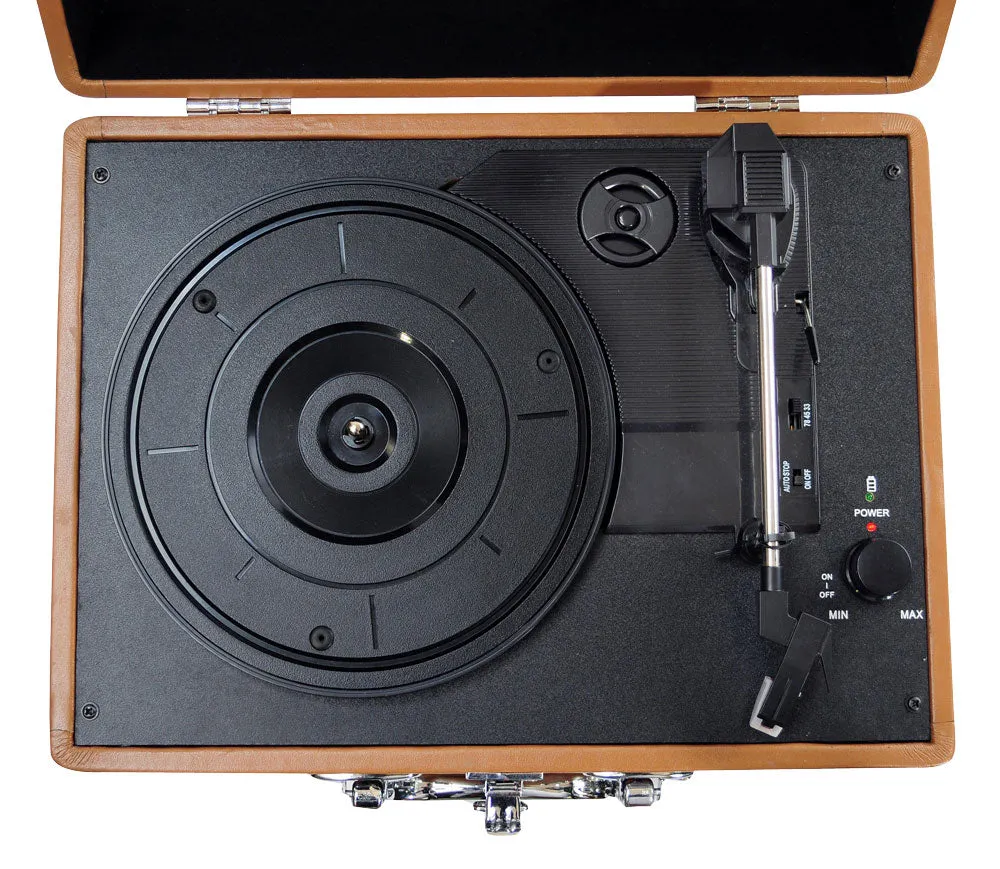 Retro Belt-Drive Turntable With Usb-To-Pc Connection, Rechargeable Battery