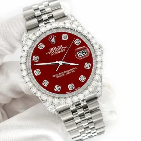 Rolex Datejust 116200 36mm 3.9CT Diamond Bezel/Lugs/Imperial Red Dial Watch TFJ-142508692