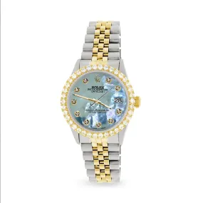 Rolex Datejust 2-Tone 3.05ct Diamond Bezel/Tahitian Blue MOP Diamond Dial TFJ-142508546