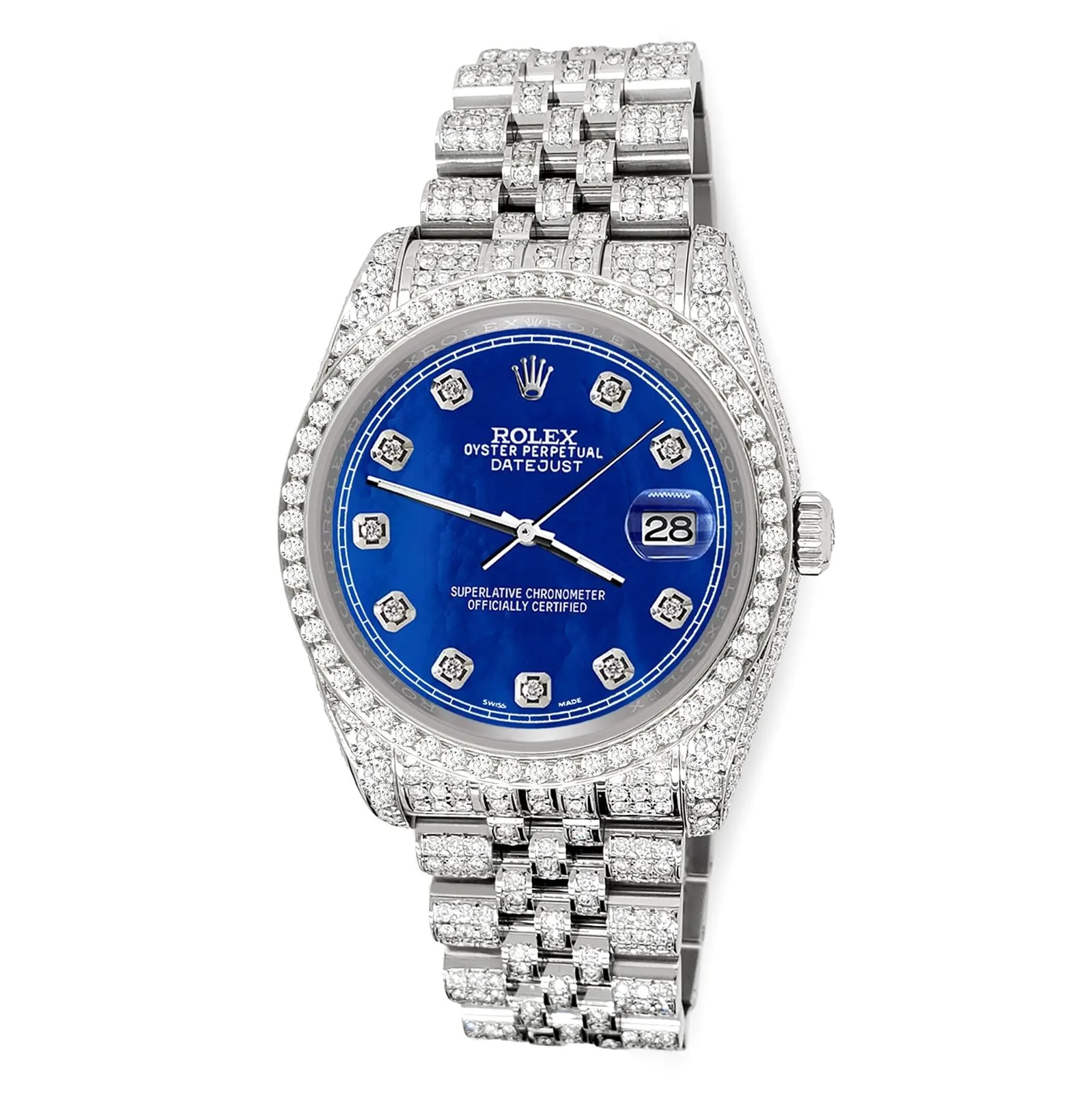 Rolex Datejust 36mm 10.2ct Diamond Royal Blue MOP Jubilee Watch  TFJ-142508385