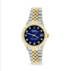 Rolex Datejust 36mm 2-Tone Watch 3.05ct Diamond Bezel/Blue Vignette Diamond Dial TFJ-142508541