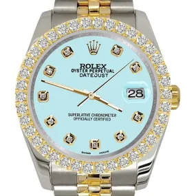 Rolex Datejust   Diamond Bezel/Aqua Blue Dial Jubilee Watch TFJ-142507951