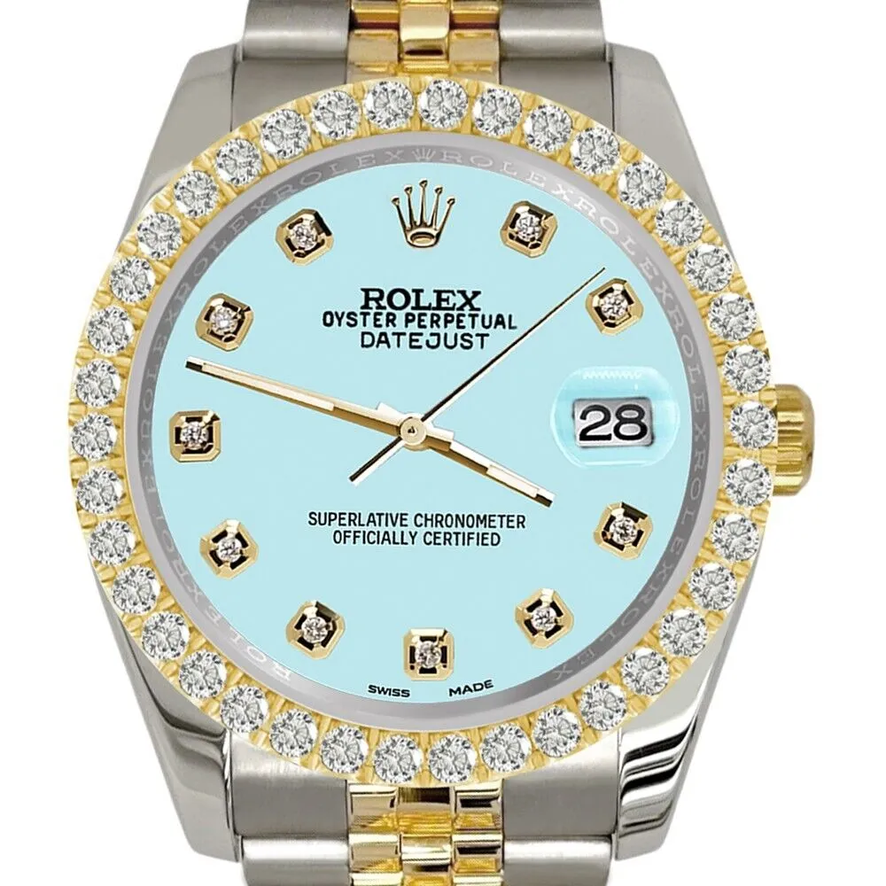 Rolex Datejust   Diamond Bezel/Aqua Blue Dial Jubilee Watch TFJ-142507951