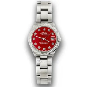 Rolex Datejust Midsize 31mm Domed 24 Diamonds Bezel/Red MOP Dial Watch 78240 TFJ-142508735