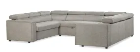 Romilly 3-Piece Linen-Look Fabric Sleeper Sectional with Two Sofas - Grey