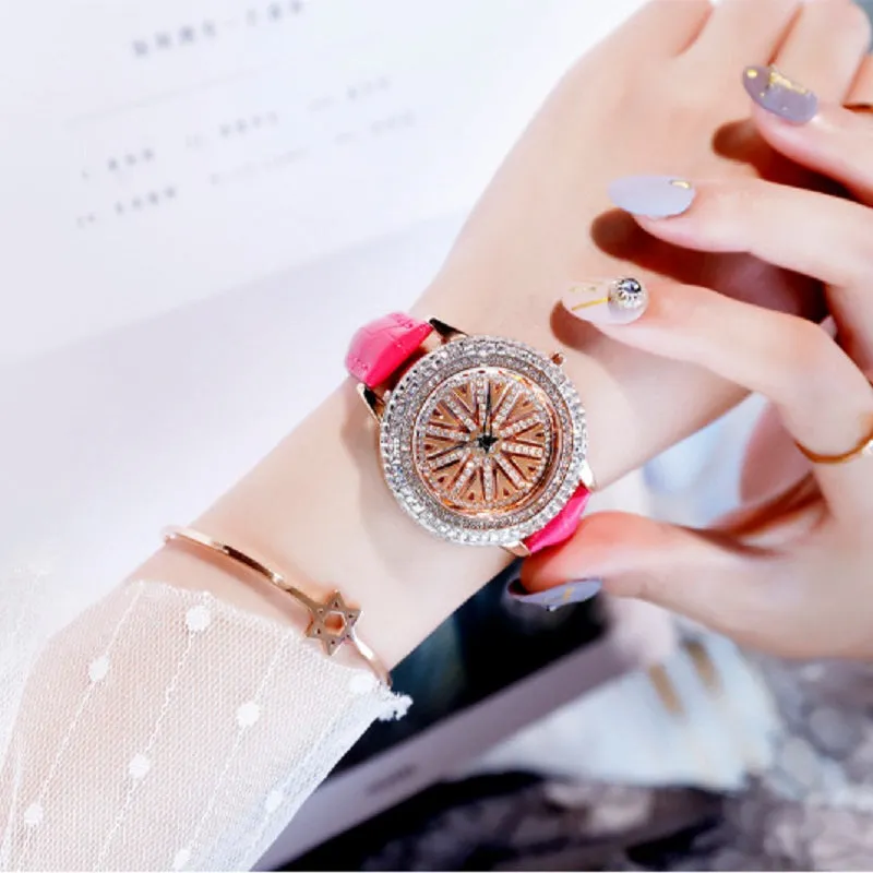 Rotatable Rhinestone Dial Women's Watch