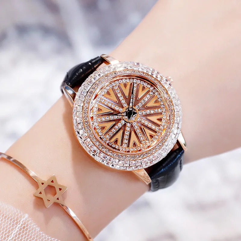 Rotatable Rhinestone Dial Women's Watch