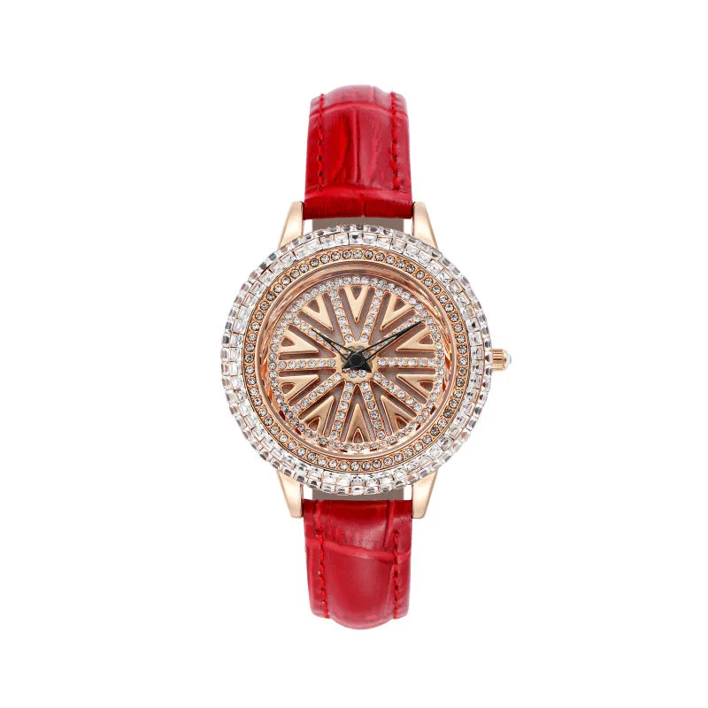 Rotatable Rhinestone Dial Women's Watch