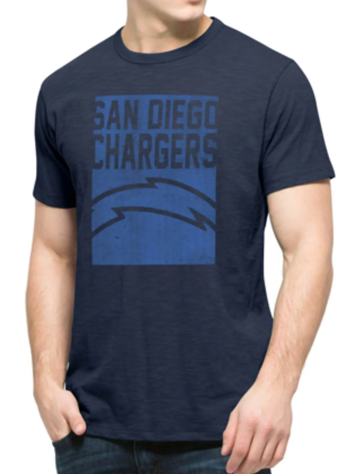 San Diego Chargers 47 Brand Navy Block Logo Soft Cotton Scrum T-Shirt