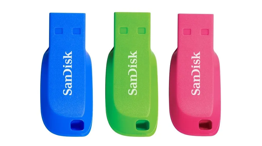 Sandisk Cruzer Blade - Usb Flash Drive - 16 Gb - Usb 2.0 - Blue, Green, Pink (Pack Of 3)