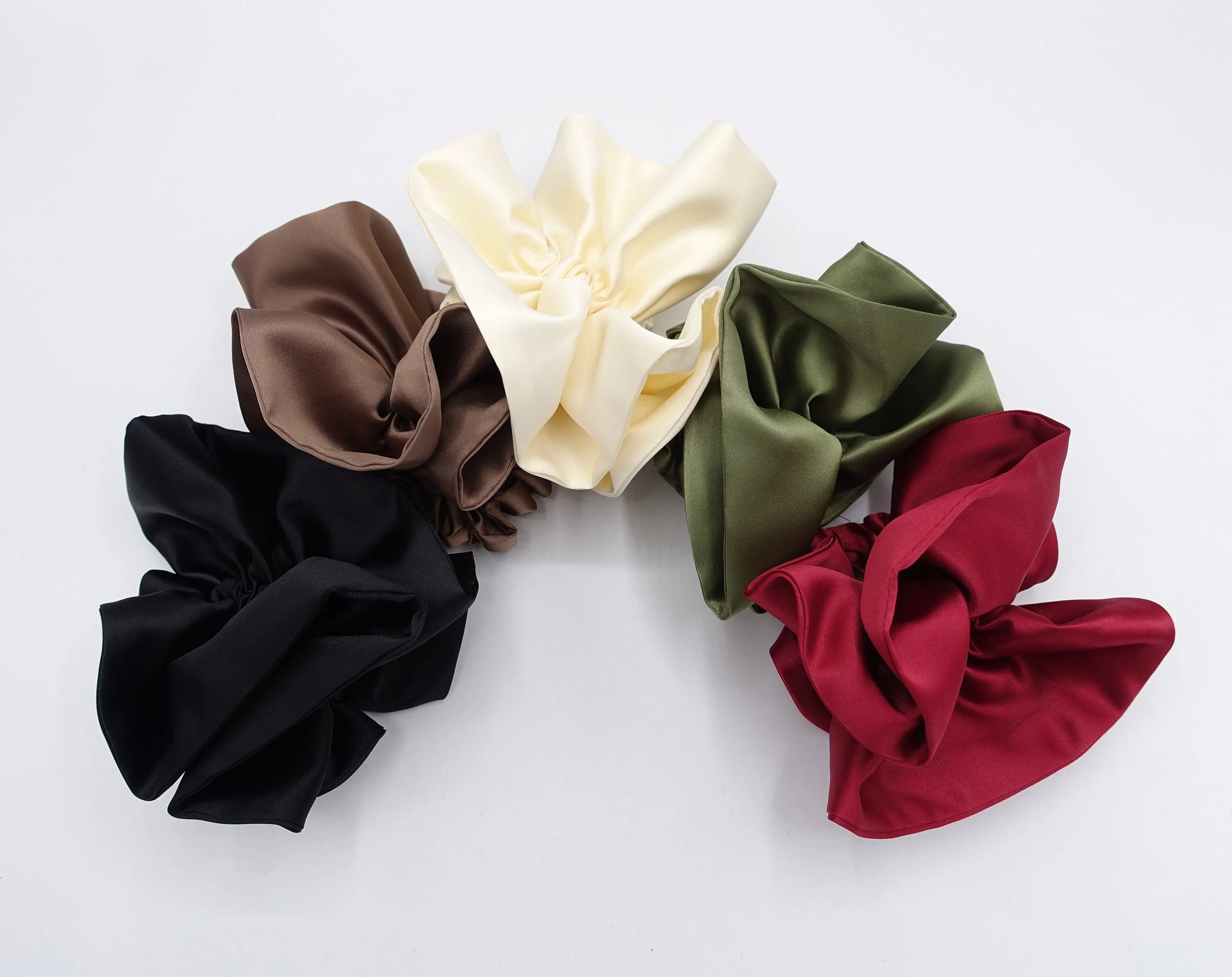 satin ruffle scrunchies, satin volume scrunchies, fashion scrunchies for women