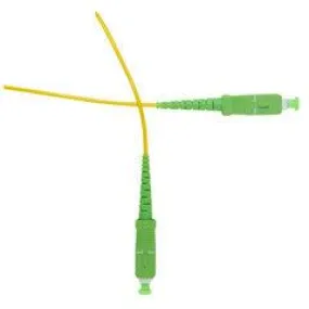 SC/APC OS2 Duplex Fiber Optic Patch Cord, OFNR, Singlemode 9/125, Yellow Jacket, Green Connector, 3 meter (10 ft)