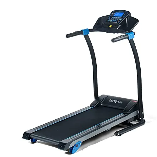 SereneLife Smart Digital Folding Treadmill - Electric Foldable Exercise Fitness Machine, Large Running Surface, 3 Incline Settings, 16 Preset Program, Downloadable Sports App for Running & Walking - SLFTRD25, 54.7 x 26.7 x 49.6 Inch