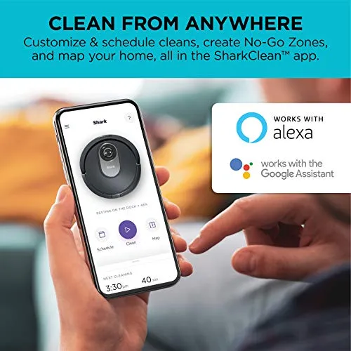 Shark AI Robot Vacuum, Smart Mapping|Scheduling|Pet Hair Pick Up|Logical Navigation, Black/Silver (RV2001), Carpet