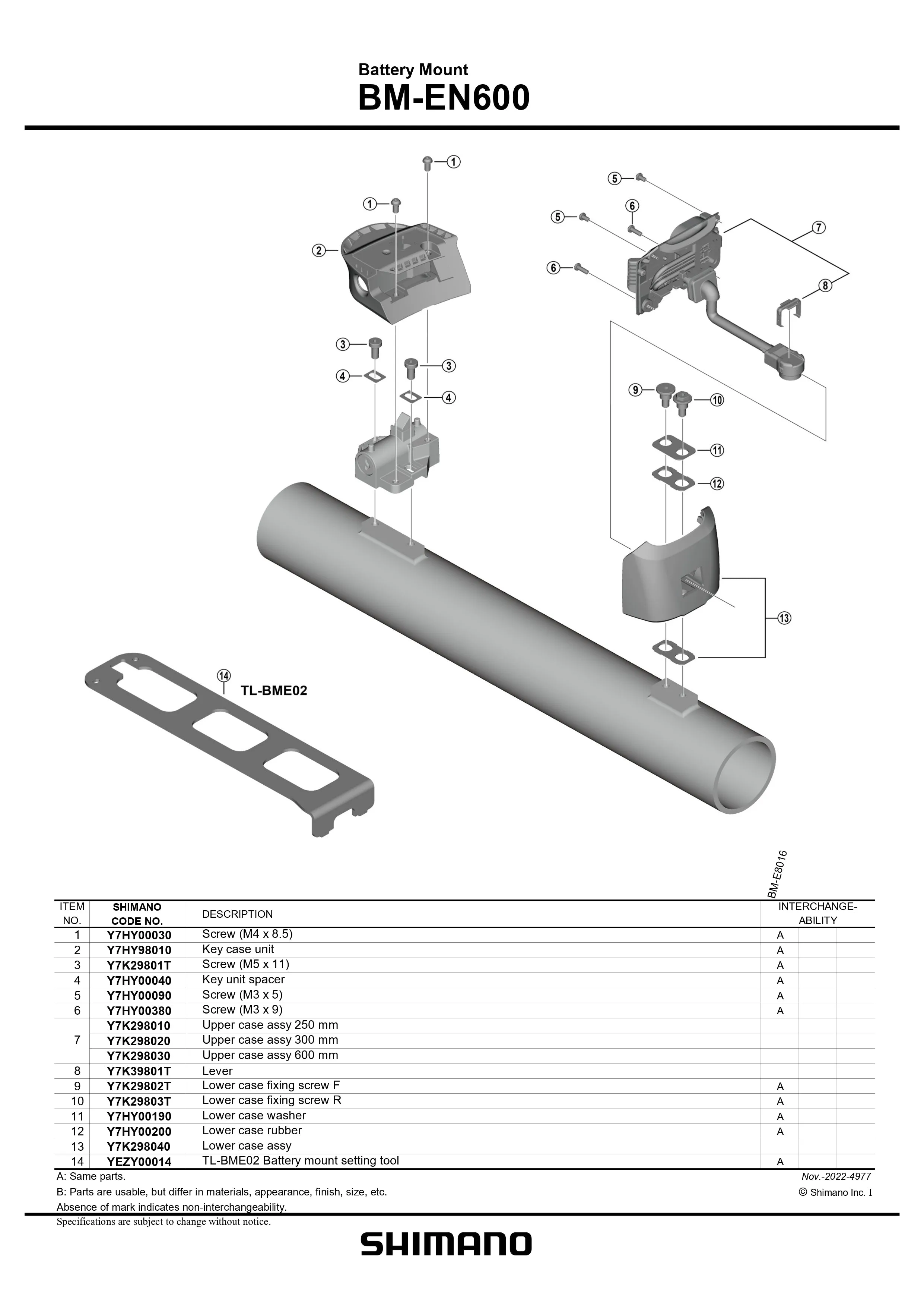 SHIMANO BM-EN600 Battery Mount Upper Case Assy