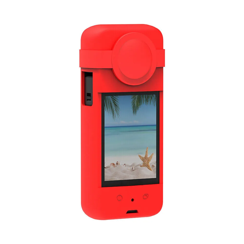 Silicone Case for Insta360 One X3 |Soft Carrying Case with Guards Lens Cover Cap - Red