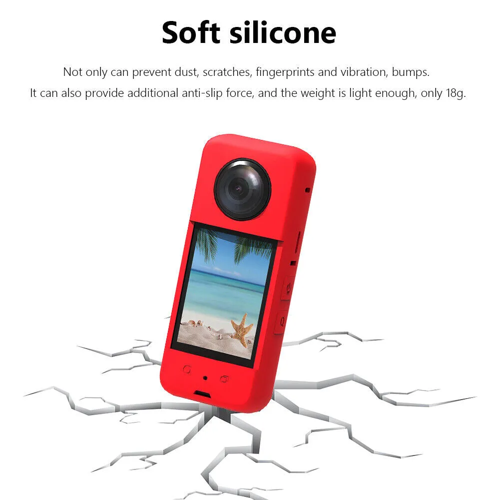 Silicone Case for Insta360 One X3 |Soft Carrying Case with Guards Lens Cover Cap - Red