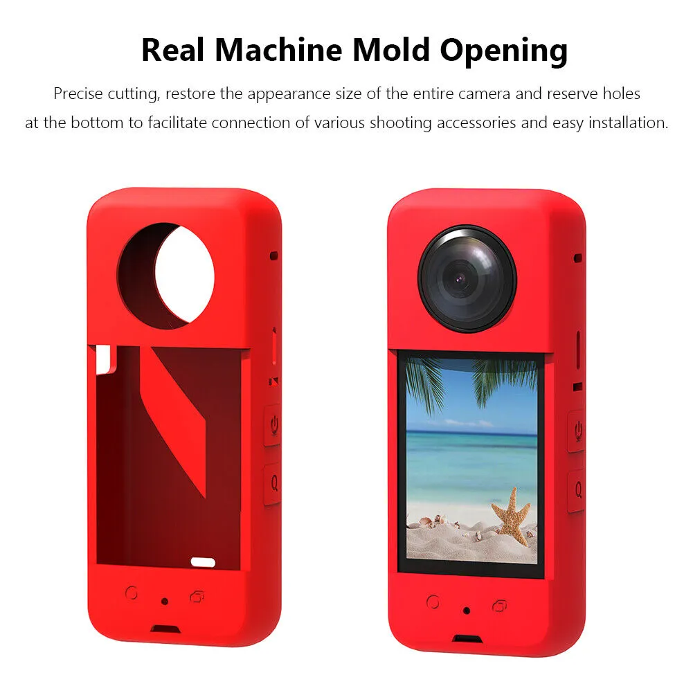 Silicone Case for Insta360 One X3 |Soft Carrying Case with Guards Lens Cover Cap - Red