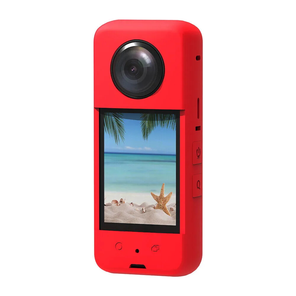 Silicone Case for Insta360 One X3 |Soft Carrying Case with Guards Lens Cover Cap - Red