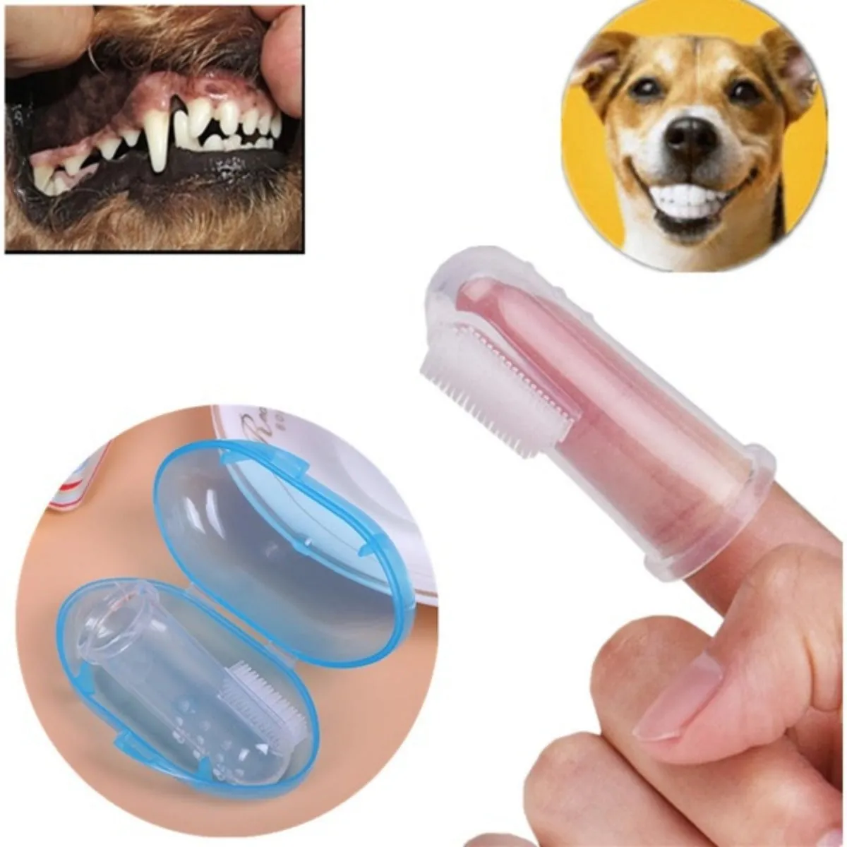 Silicone Pet Finger Toothbrush Set Effective Dog Teeth Cleaning