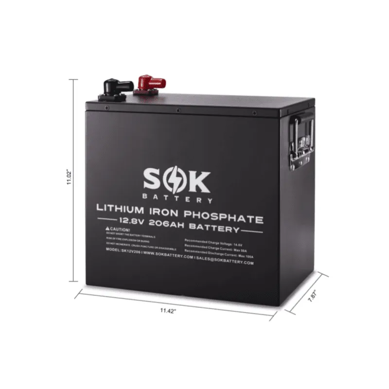 SOK Battery [206Ah] 12V LiFePO4 Deep Cycle Lithium Solar Battery