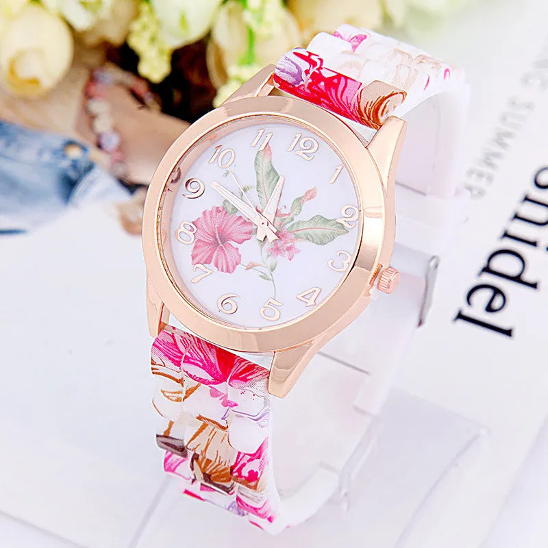 Summer Style Fashion Flower Watches Women Dress Quartz Watch Wristwatches Reminino Relogio Clocks Women Watches