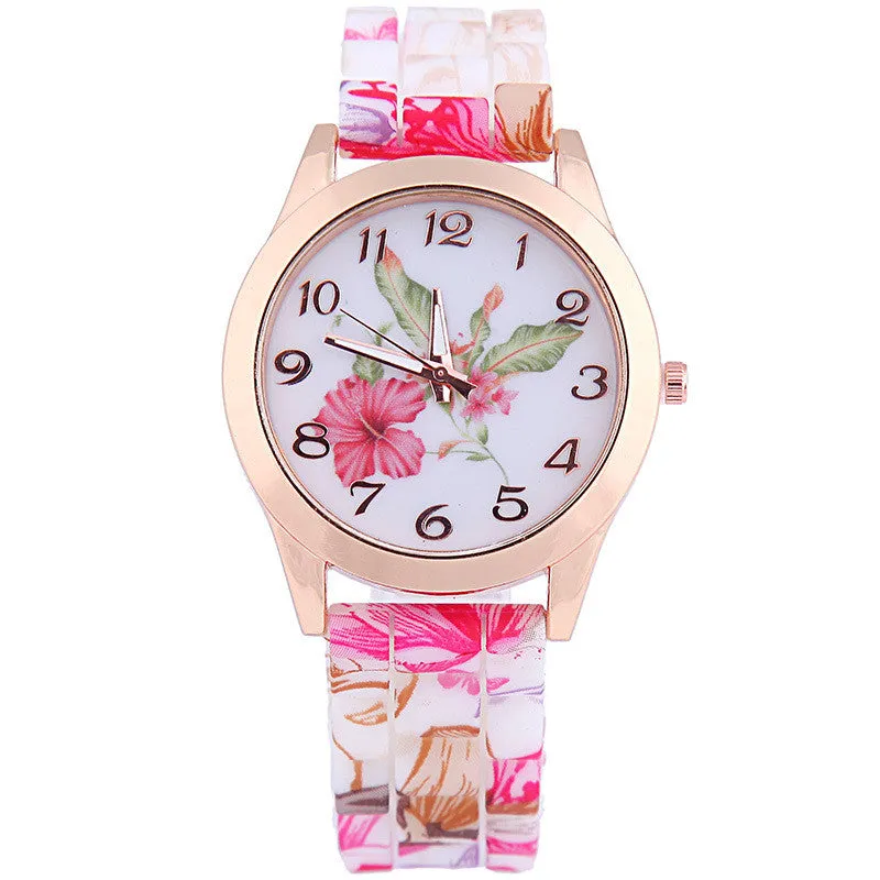 Summer Style Fashion Flower Watches Women Dress Quartz Watch Wristwatches Reminino Relogio Clocks Women Watches