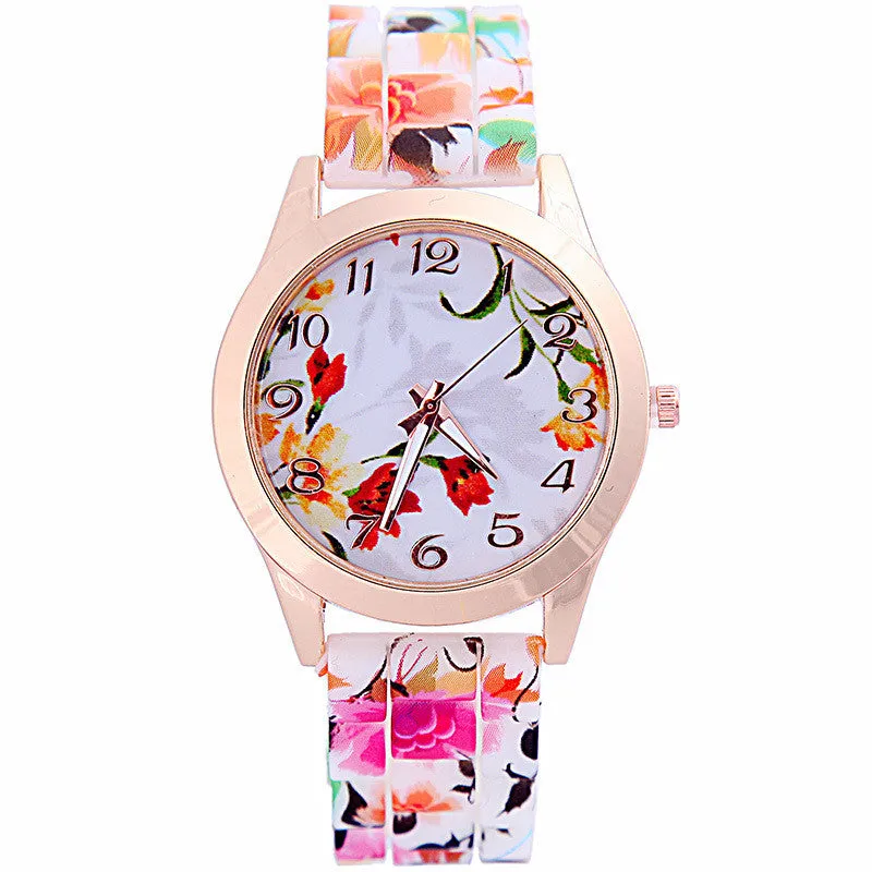 Summer Style Fashion Flower Watches Women Dress Quartz Watch Wristwatches Reminino Relogio Clocks Women Watches