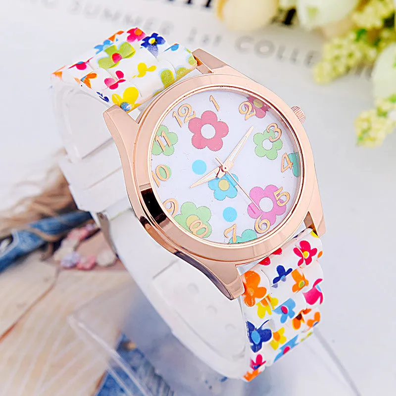 Summer Style Fashion Flower Watches Women Dress Quartz Watch Wristwatches Reminino Relogio Clocks Women Watches