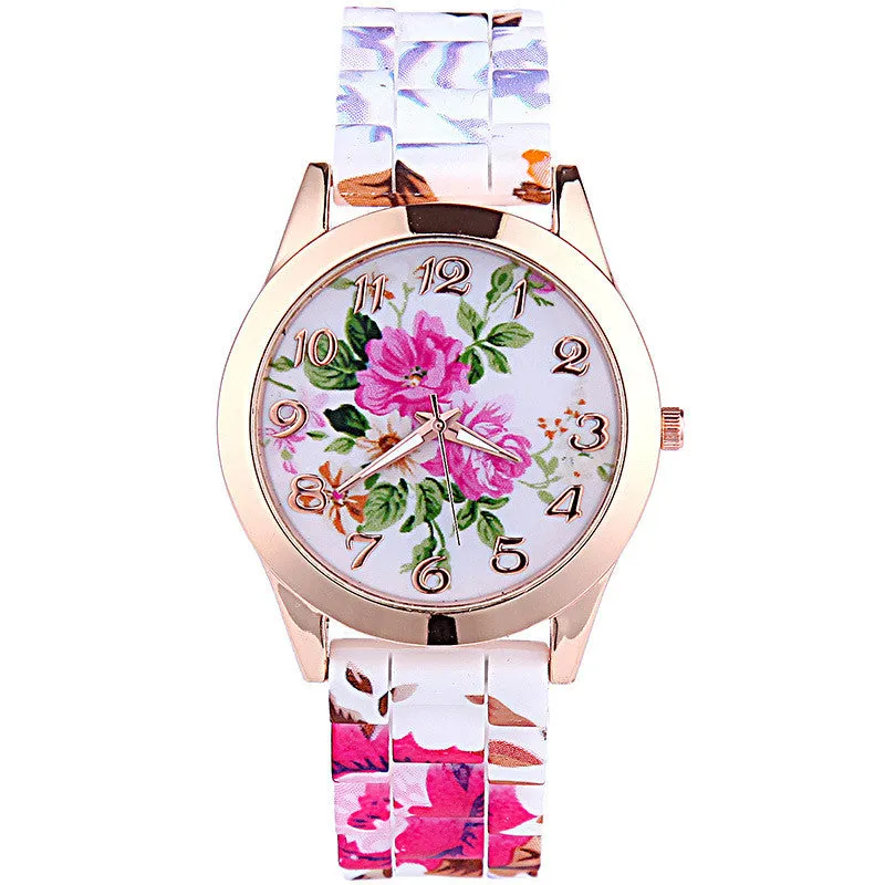 Summer Style Fashion Flower Watches Women Dress Quartz Watch Wristwatches Reminino Relogio Clocks Women Watches