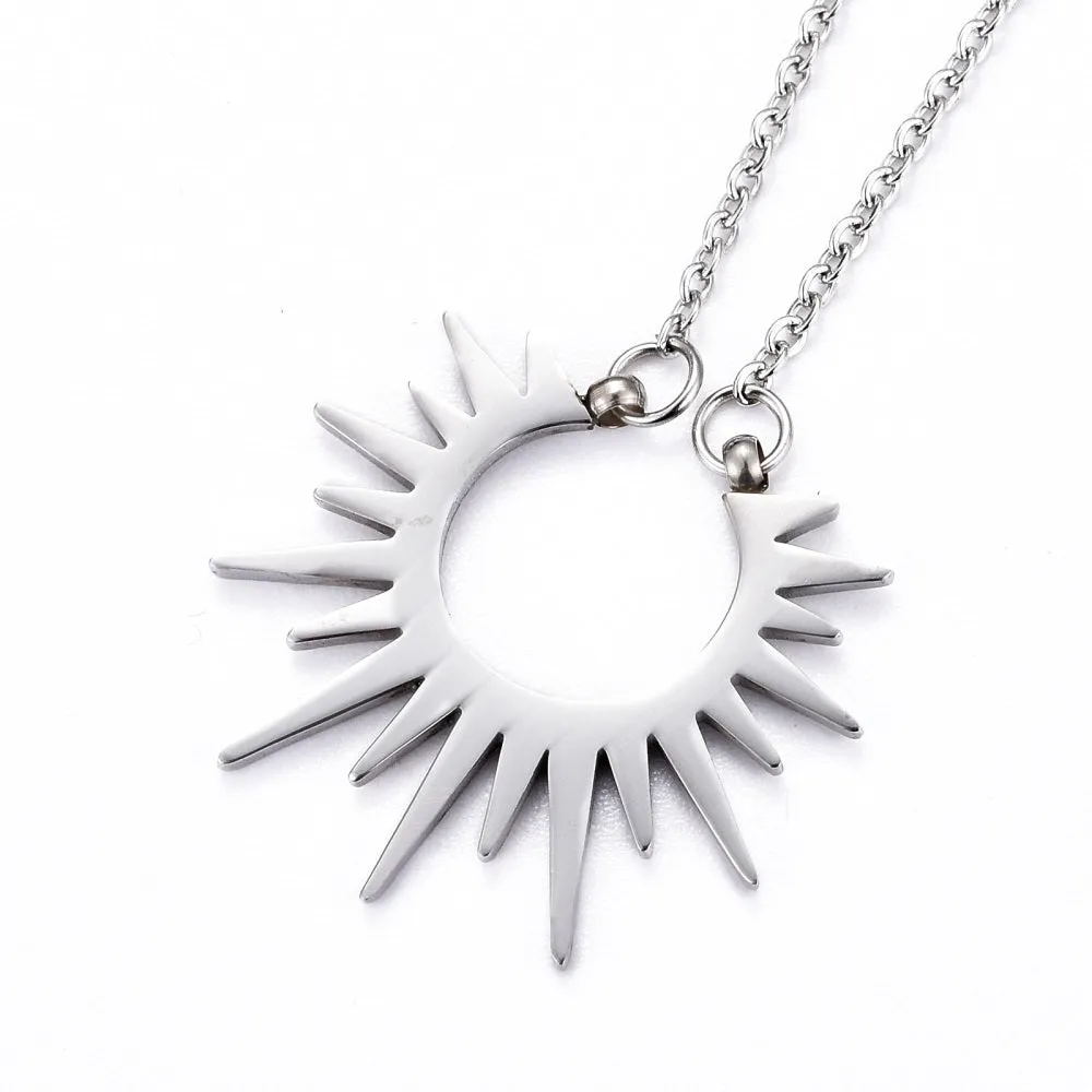 Sun Pendant Necklace - Plated Stainless - 18"