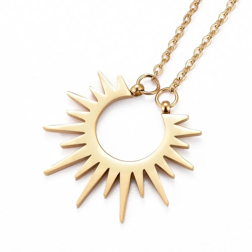 Sun Pendant Necklace - Plated Stainless - 18"