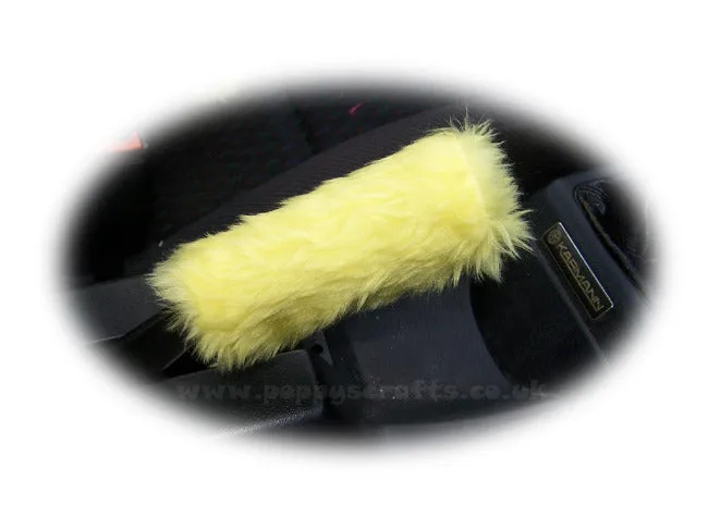 Sunshine Yellow fluffy faux fur car accessories 4 piece set