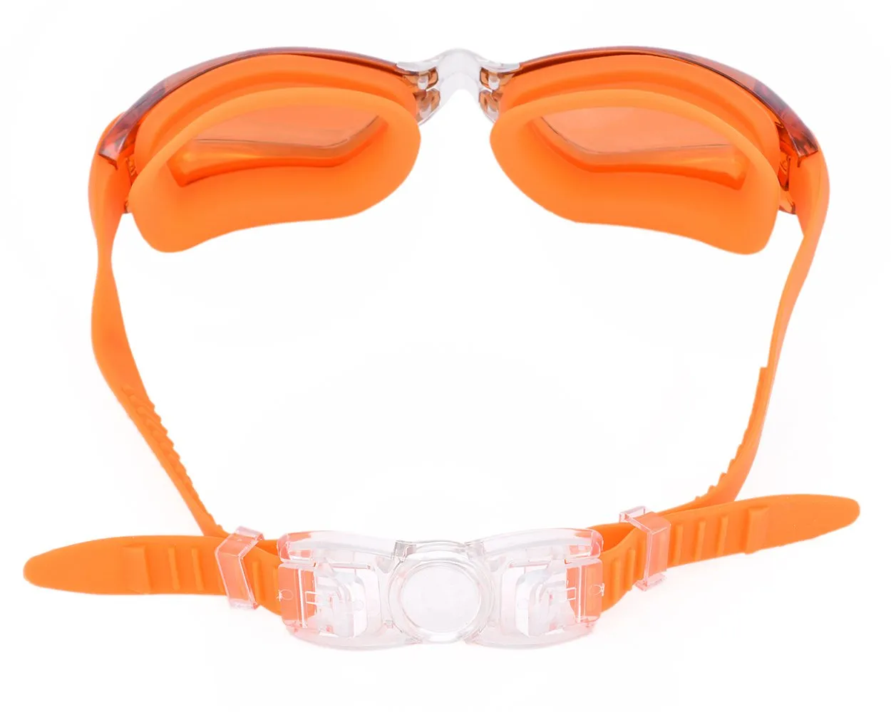 Swimming Goggles with Anti-fog Mirror Lens and Case - Orange