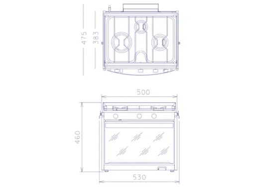 Techimpex Mariner 2 Cooker - 2 Burner Hob, Oven & Grill, Pan Clamps, Gimbals