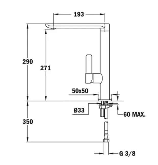 Teka FO 915 1/2" Minimalistic Single Lever Kitchen Tap With High Swivel Spout