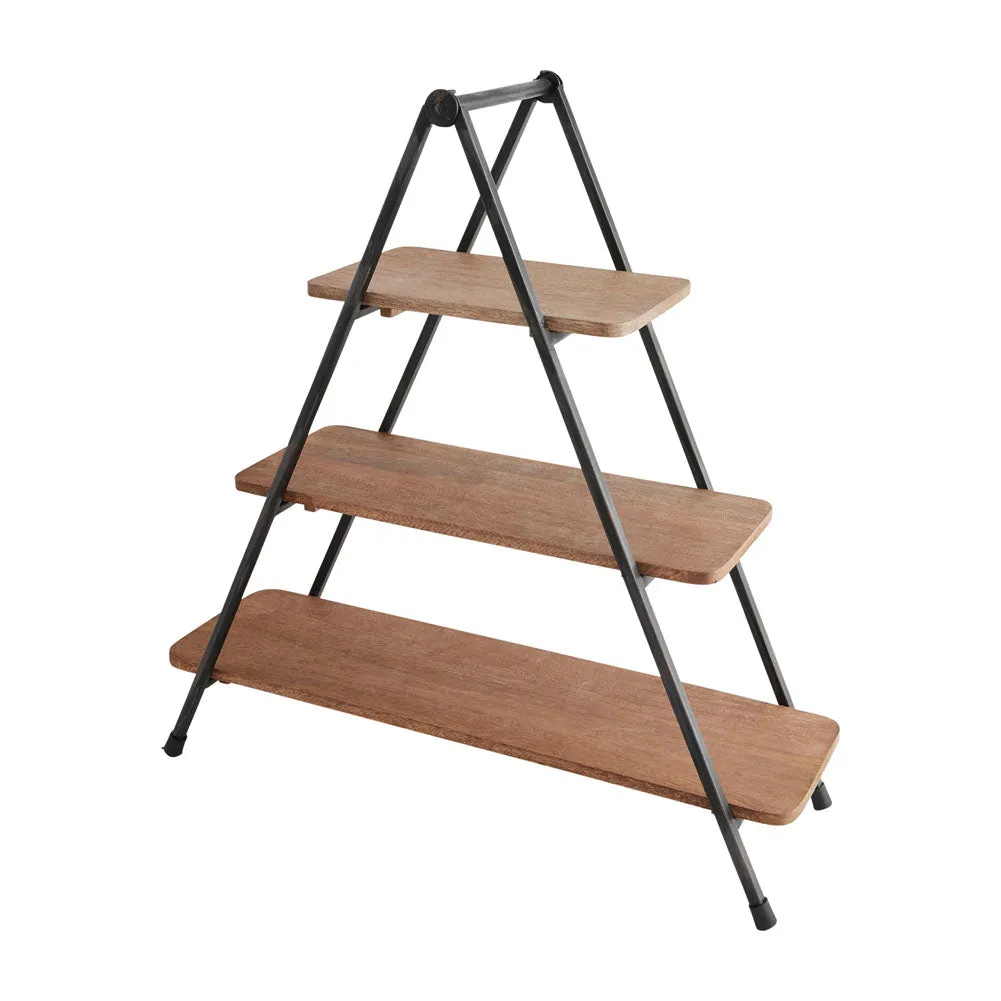 Three Tier Wood Server Stand by Mud Pie