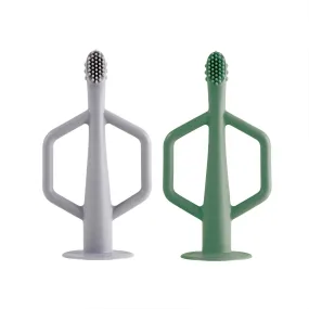 Tiny Twinkle Silicone Toothbrush 2pk - Olive/Grey